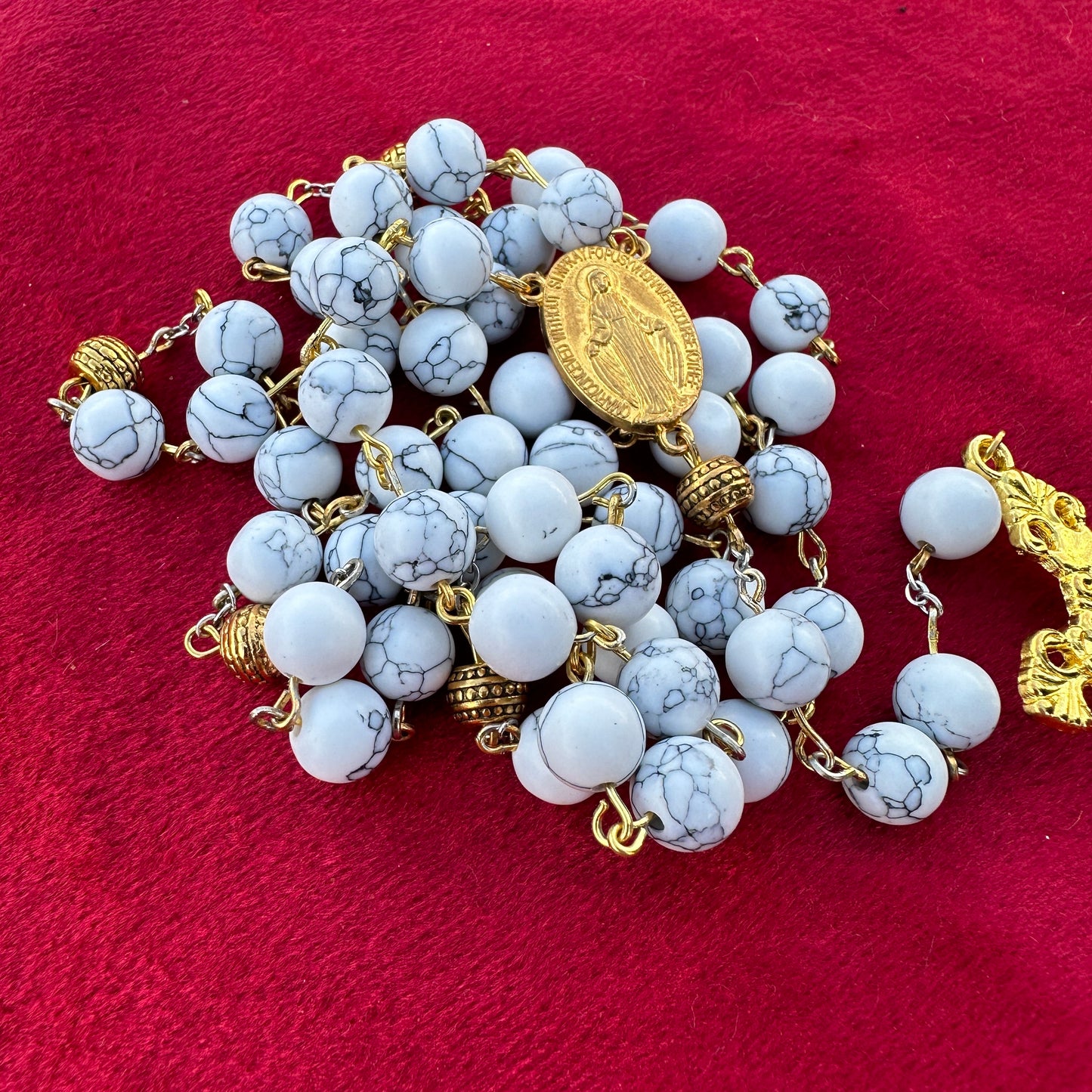 Marble blue rosary Catholic beads store
