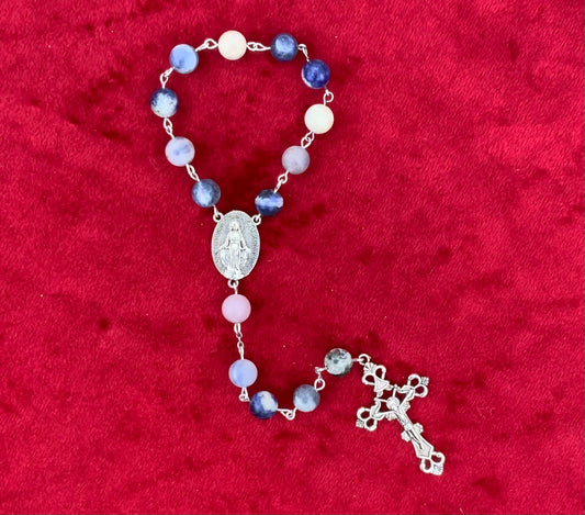 Handmade Blue Stone Single Decade Rosary.