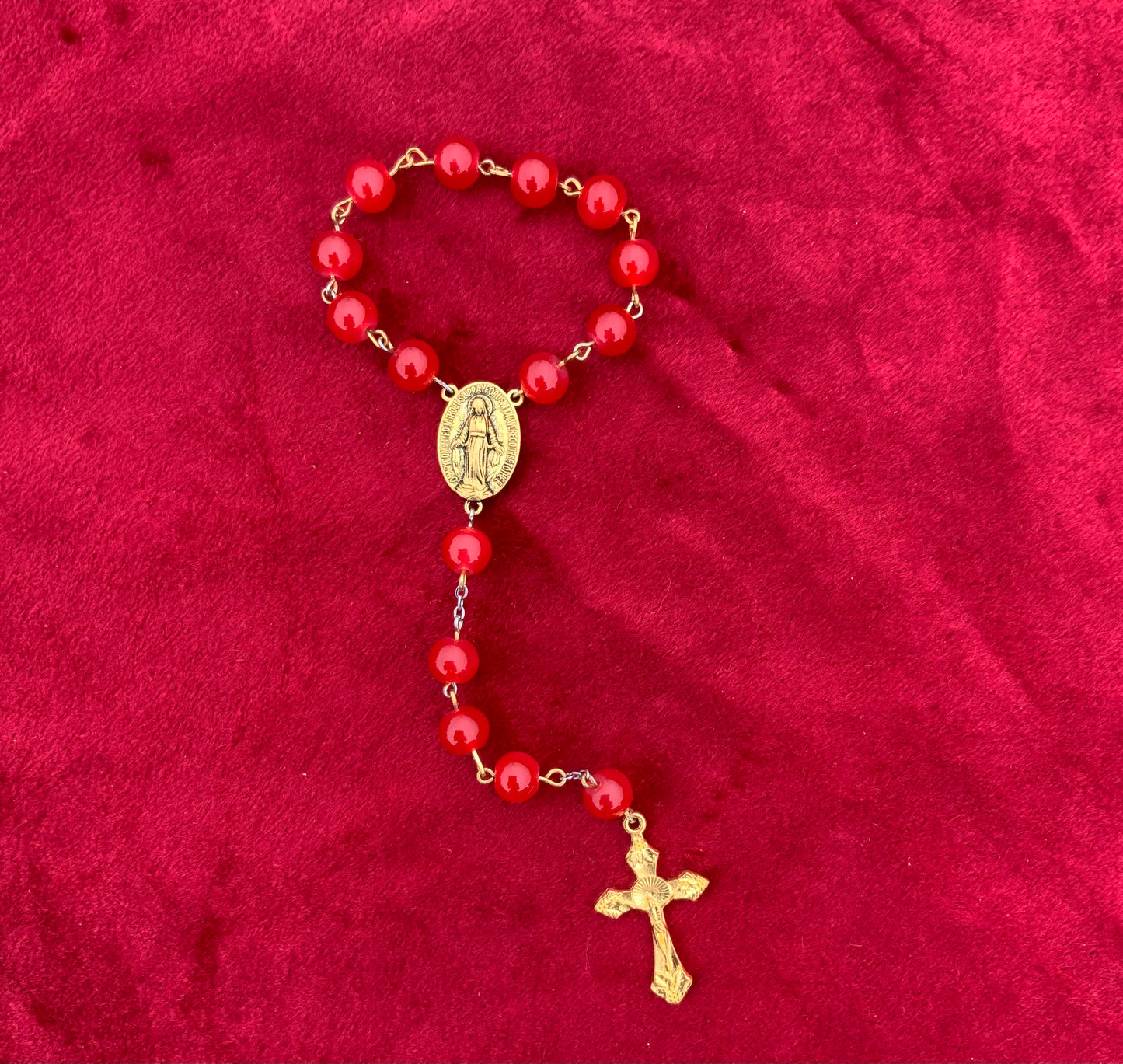 Handmade Red Glass Single Decade Rosary