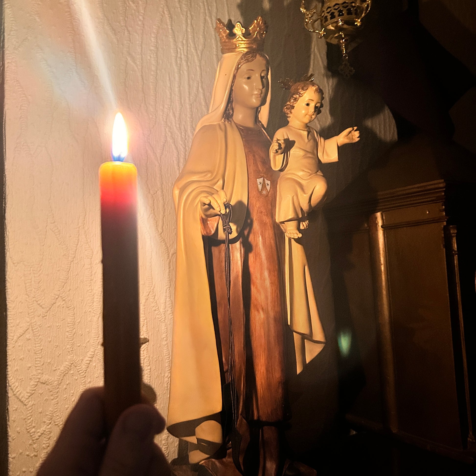 Blessed beeswax candle for days of darkness