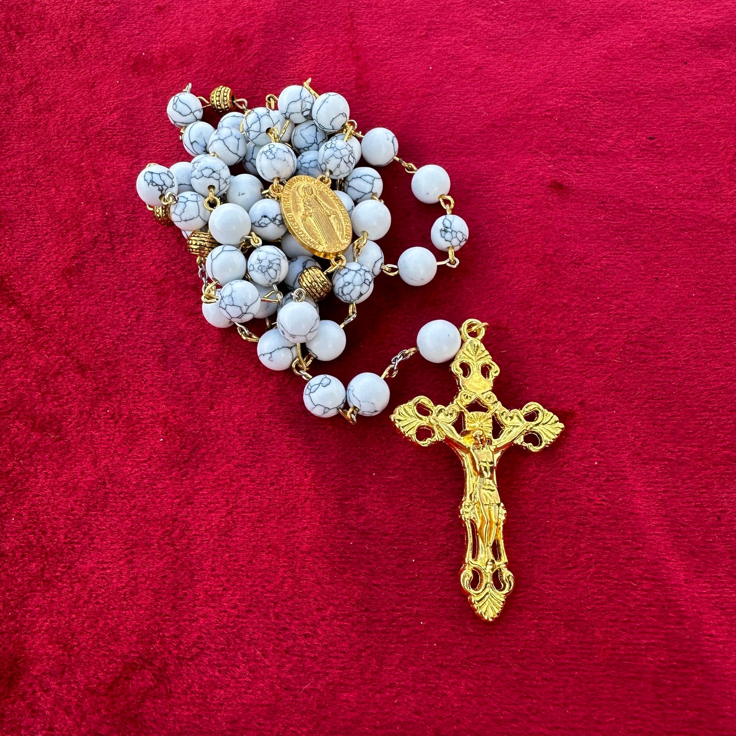 Handmade gold and white rosary