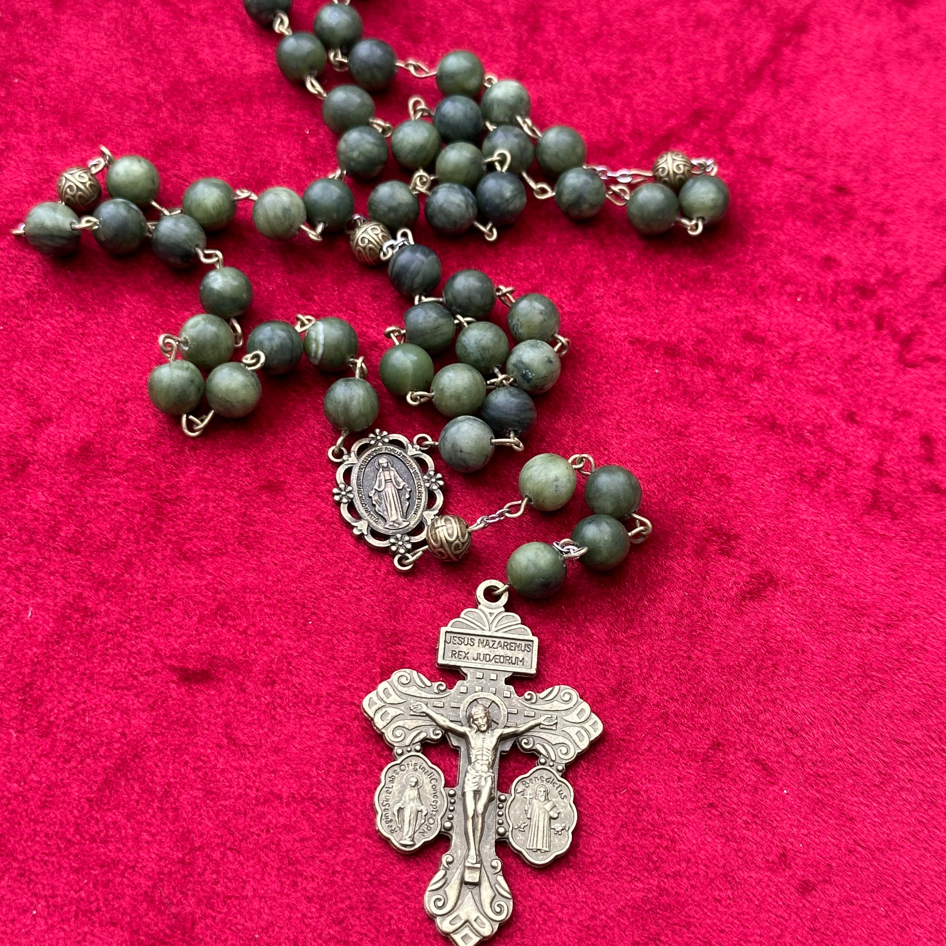 Handmade Rosary, 10mm Fawn brown Mountain store Jade bead