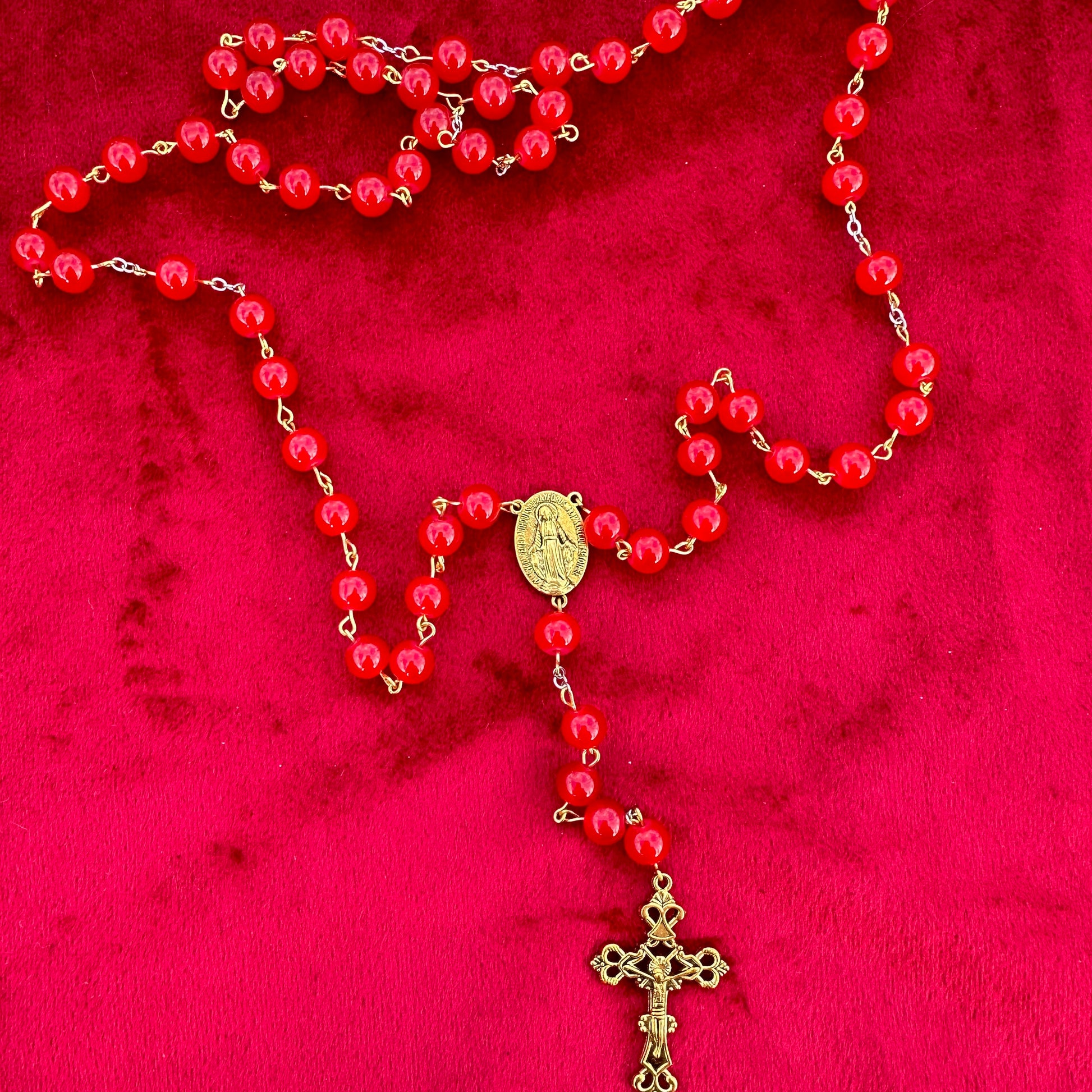 Red rosary Catholic beads buy