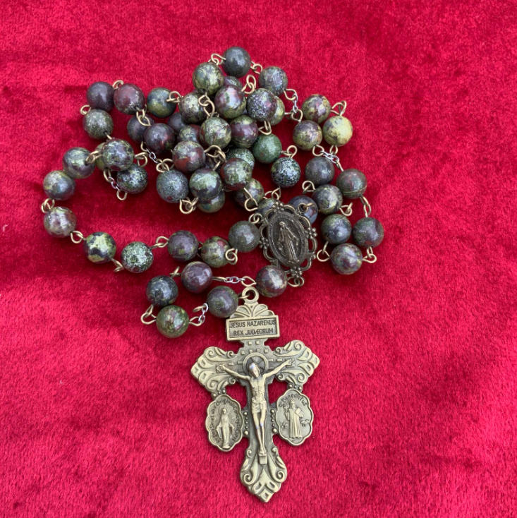 Catholic Rosary Beads Plum Green