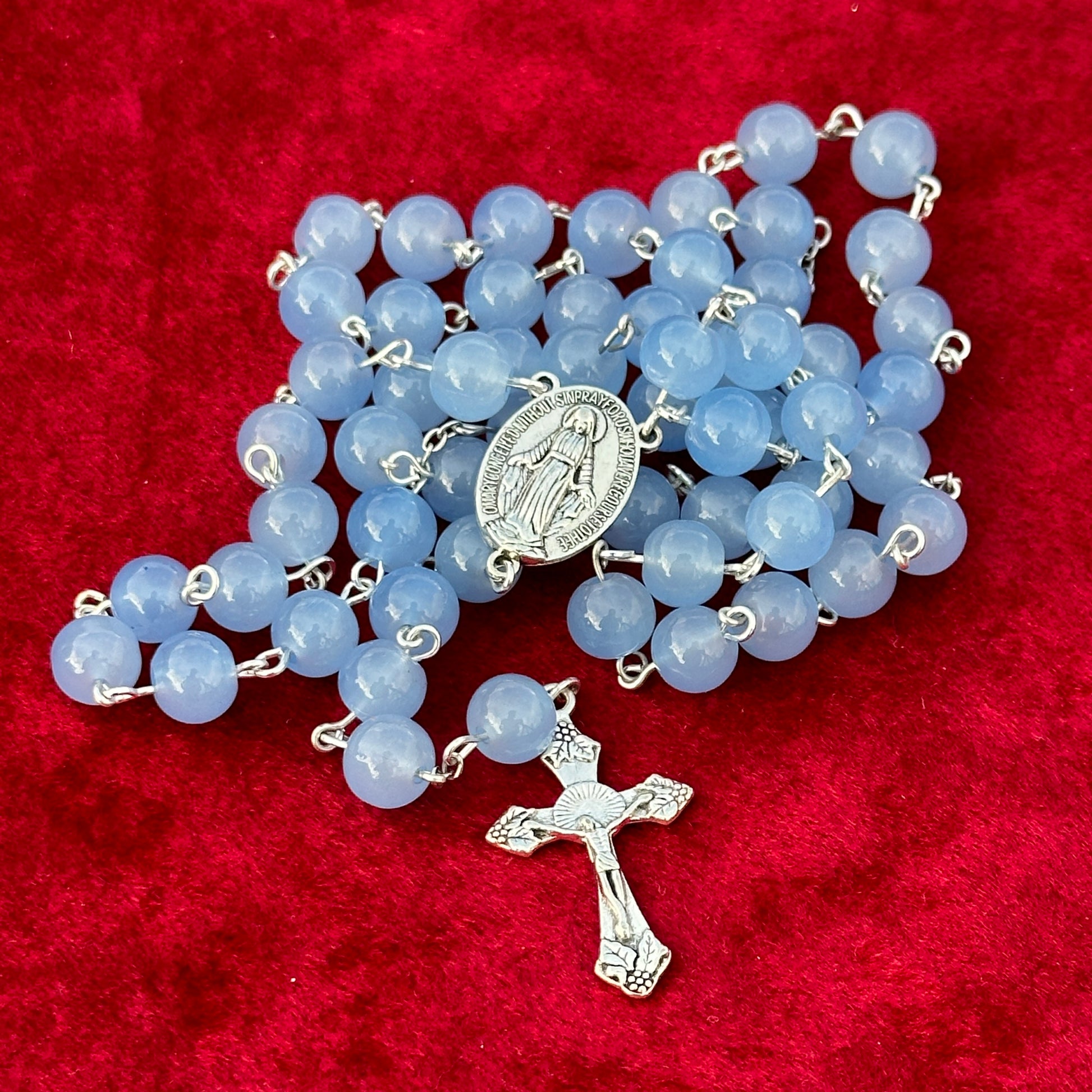 Catholic rosary beads blue