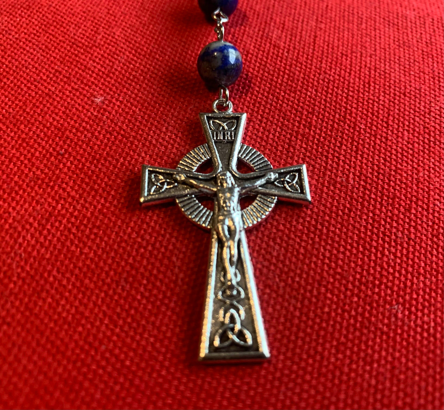 Handmade Lapis Lazuli Rosary With Celtic Crucifix