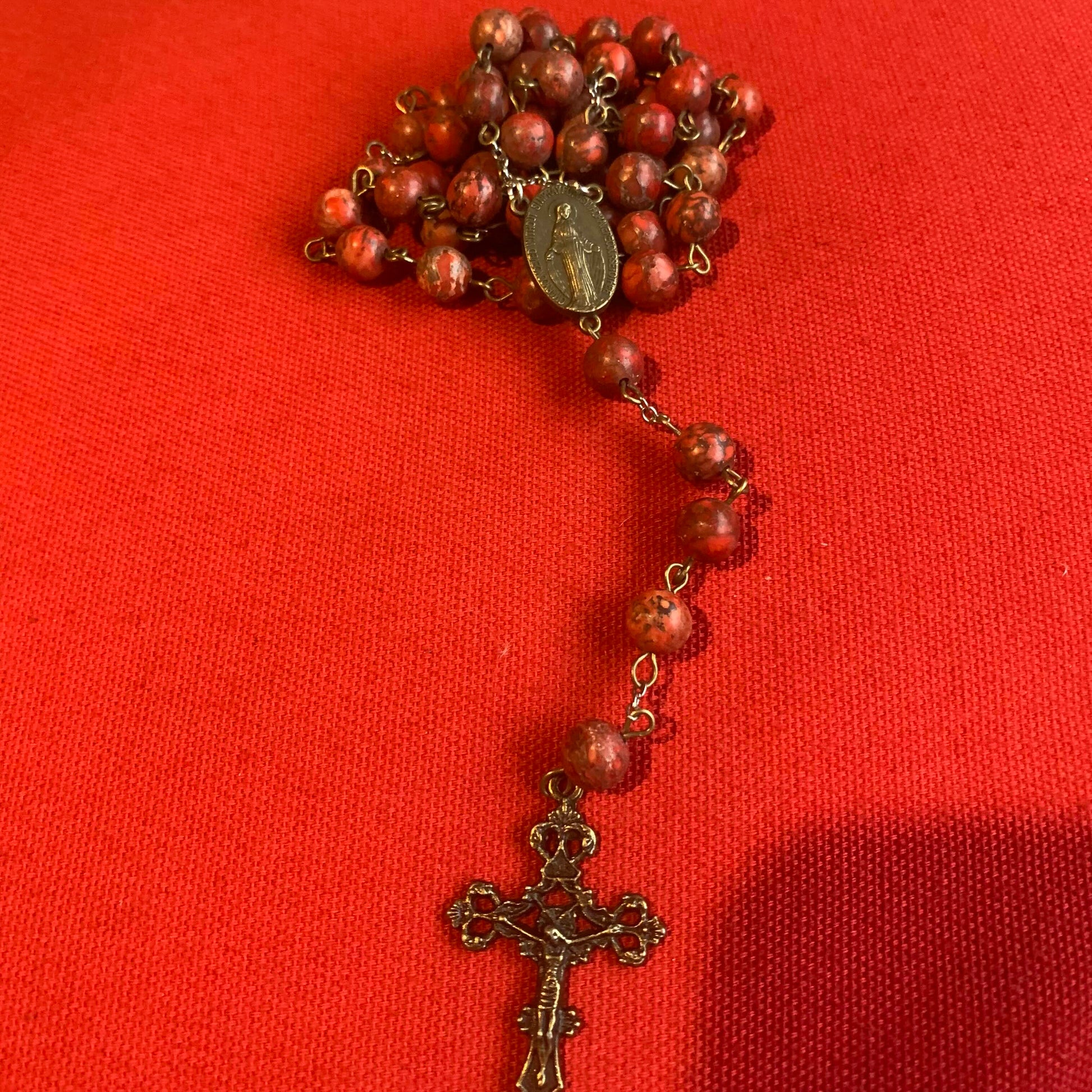 Handmade Rosary Red Stone Rosary Catholic gift