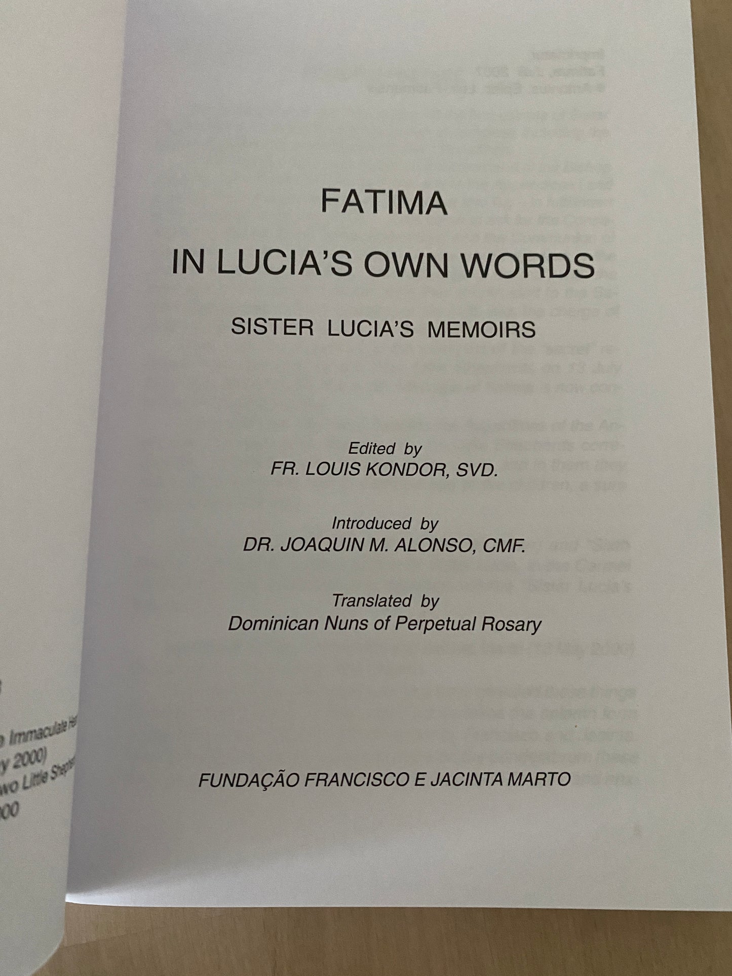 Fatima in Lucia's own words book